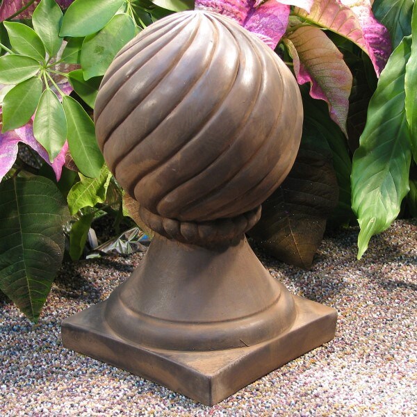 Stone Finials for Sale - Spiral Ball Cement Finial - Dark Walnut Color